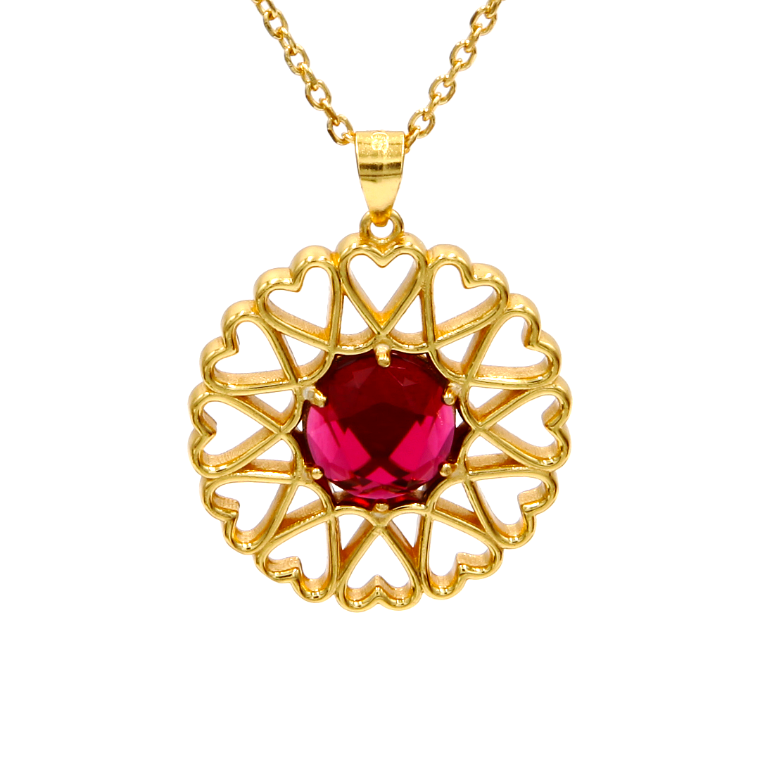 Amoare® Paris Large Necklace in Gold Vermeil - Ruby Red