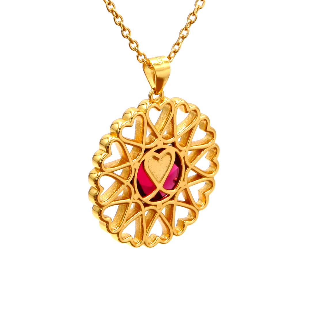 Amoare® Paris Large Necklace in Gold Vermeil - Ruby Red