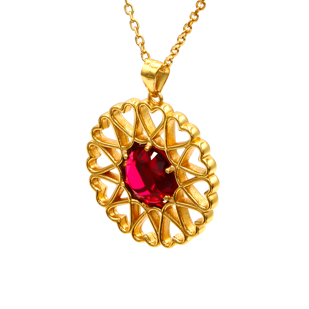 Amoare® Paris Large Necklace in Gold Vermeil - Ruby Red