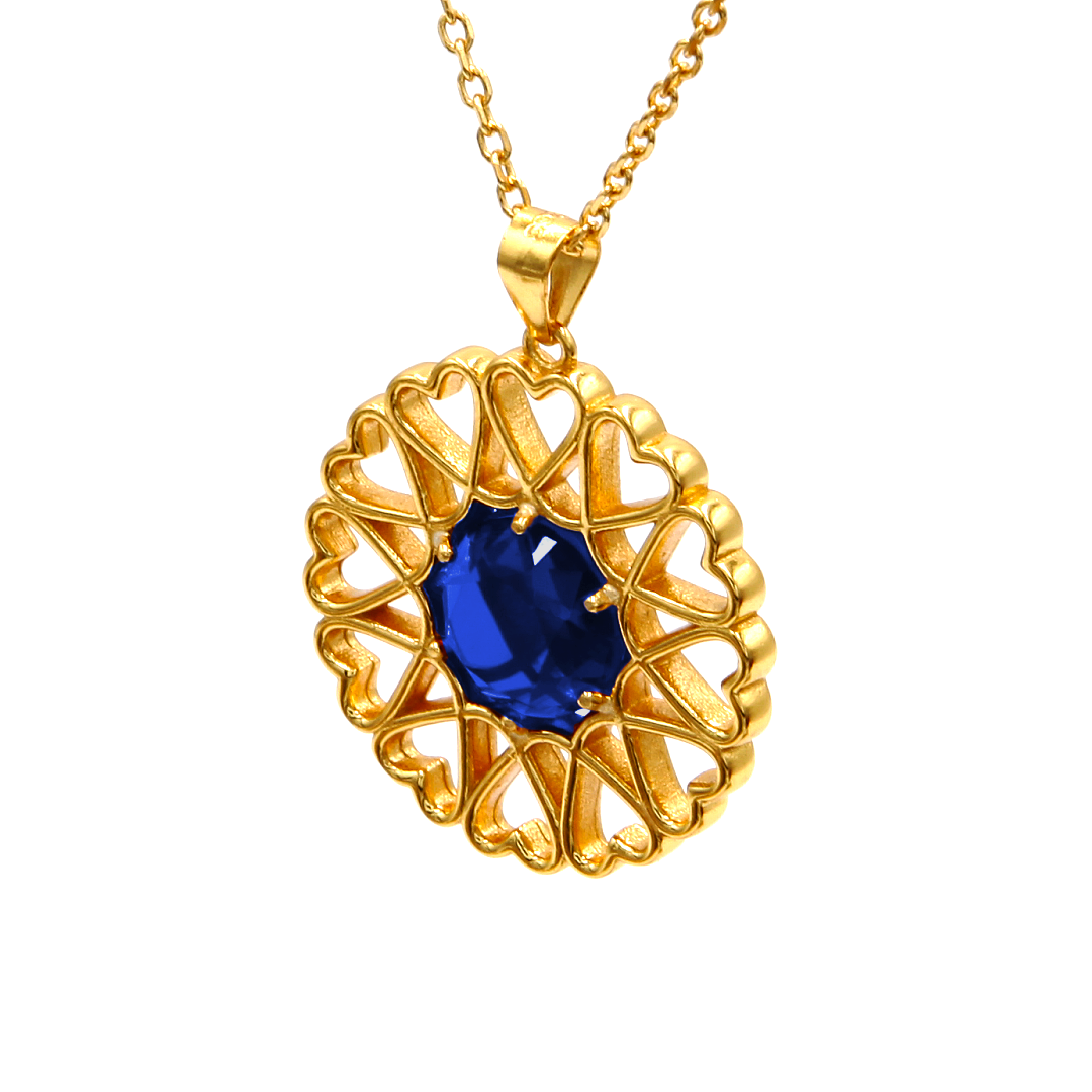 Amoare® Paris Large Necklace in Gold Vermeil - Sapphire Blue