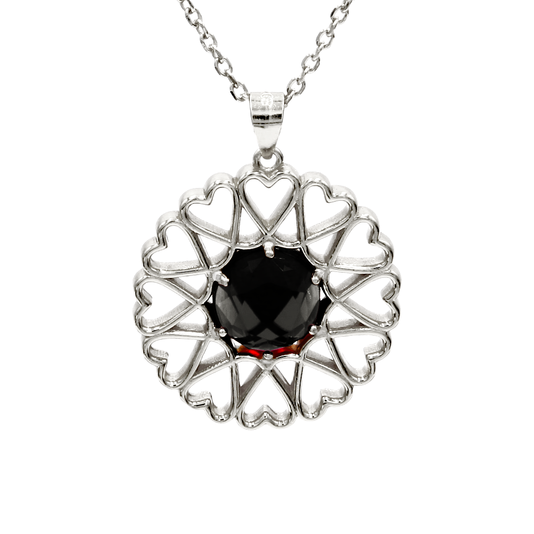 Amoare® Paris Large Necklace in Sterling Silver - Onyx Black