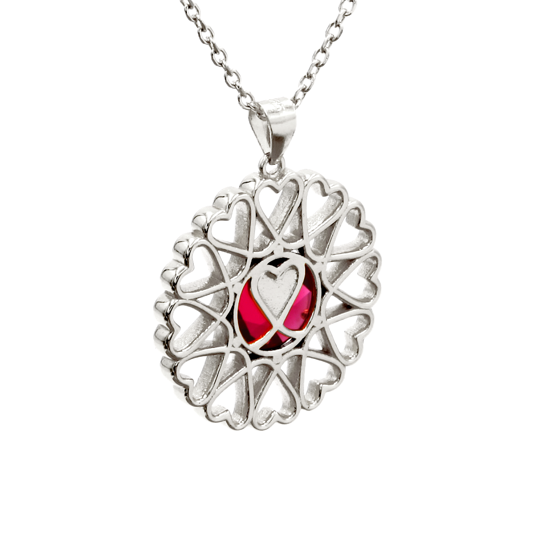 Amoare® Paris Large Necklace in Sterling Silver - Ruby Red