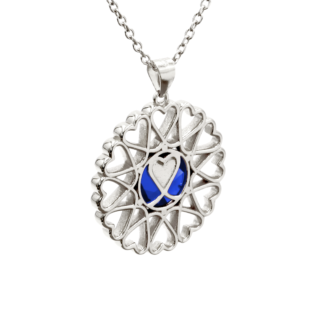 Amoare® Paris Large Necklace in Sterling Silver - Sapphire Blue